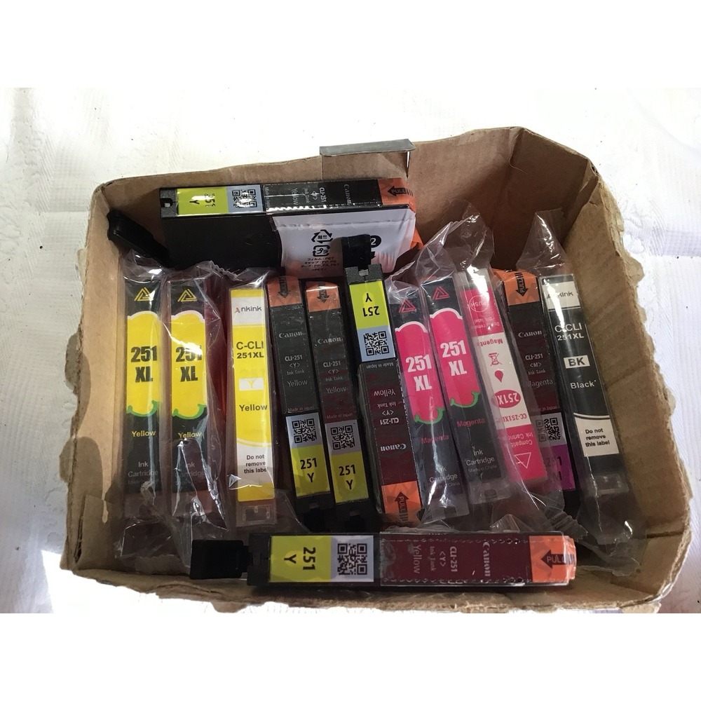 Lot 251 Ink-3 Yellow 251XL, 5 Yellow 251Y, 3 Magenta 251XL, 1Magenta 251 M, 1 Bl